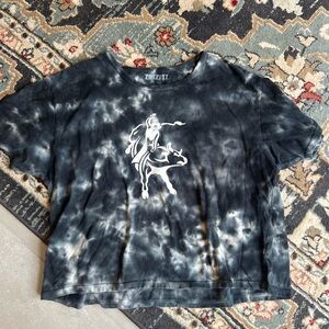 Bull riding t shirt crop